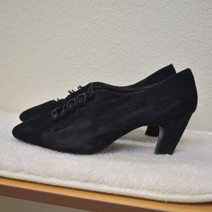 Vintage Rush Hour Black Velvet Kitten Heel Shoes